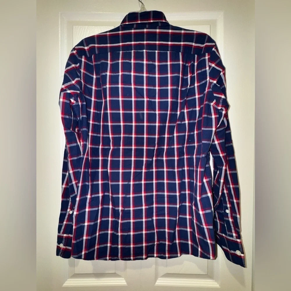J Crew Shirt Mens Slim Blue Red Plaid Button Down Long Sleeve. Medium  VGUC